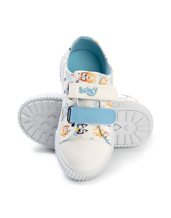 Bluey Multi Character Unisex Kids White Velcro Trainers