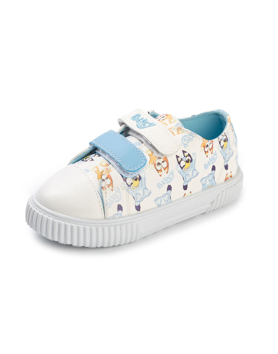 Bluey Multi Character Unisex Kids White Velcro Trainers