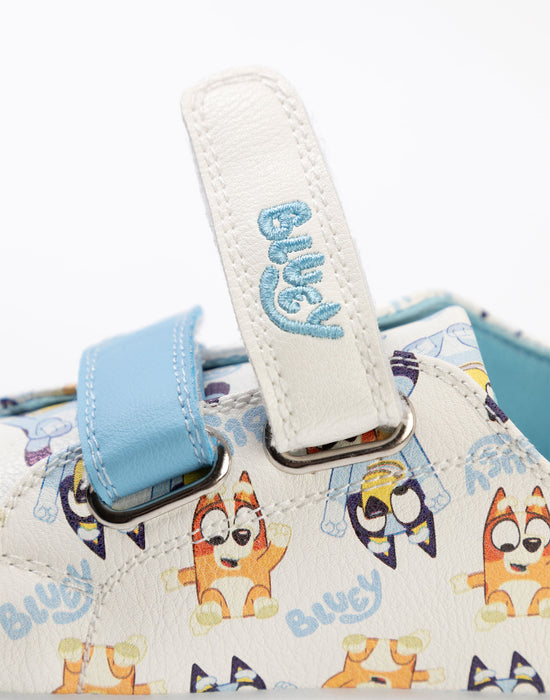 Bluey Multi Character Unisex Kids White Velcro Trainers