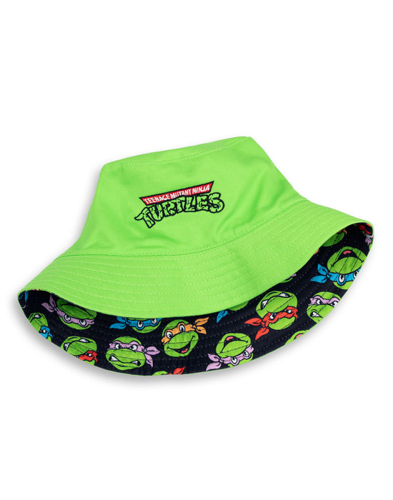 Teenage Mutant Ninja Turtles Reversible Logo And Faces All Over Print Boys Green Bucket Hat