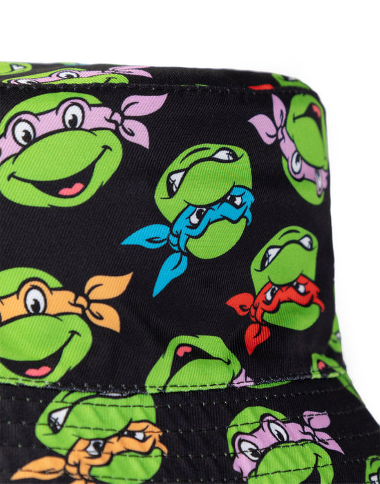 Teenage Mutant Ninja Turtles Reversible Logo And Faces All Over Print Boys Green Bucket Hat