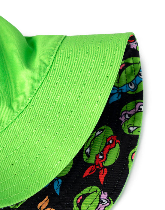 Teenage Mutant Ninja Turtles Reversible Logo And Faces All Over Print Boys Green Bucket Hat