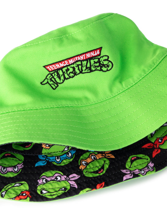 Teenage Mutant Ninja Turtles Reversible Logo And Faces All Over Print Boys Green Bucket Hat