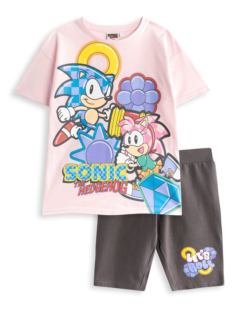 Sonic the Hedgehog Pastel Diamond Girls Pink T-Shirt and Shorts Set