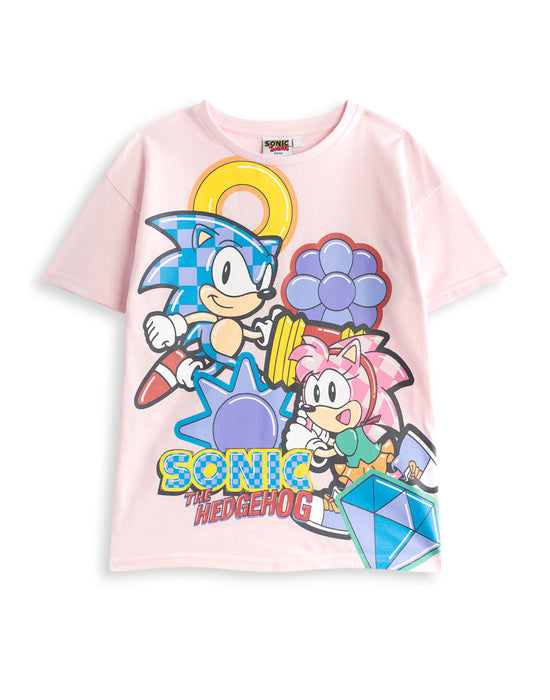 Sonic the Hedgehog Pastel Diamond Girls Pink T-Shirt and Shorts Set