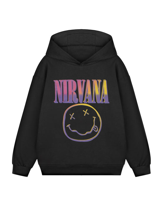 Nirvana Sunset Logo Kids Unisex Kids Black Hoodie