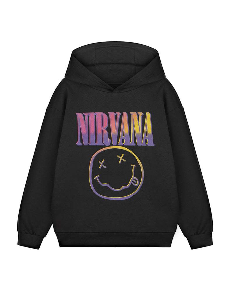 Nirvana Sunset Logo Kids Unisex Kids Black Hoodie