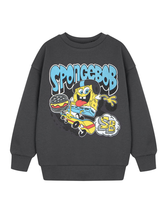 SpongeBob SquarePants Skateboard Boys Grey Sweatshirt