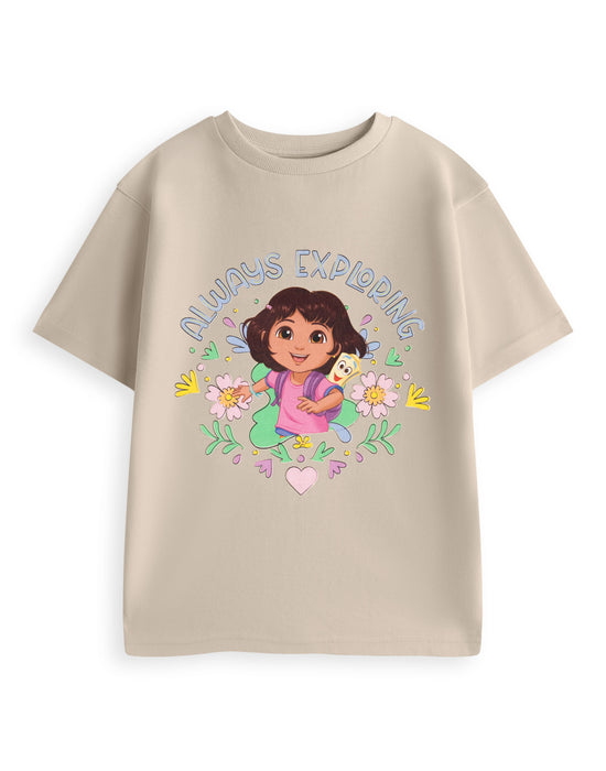 Dora The Explorer Always Exploring Girls Beige Short Sleeved T-Shirt