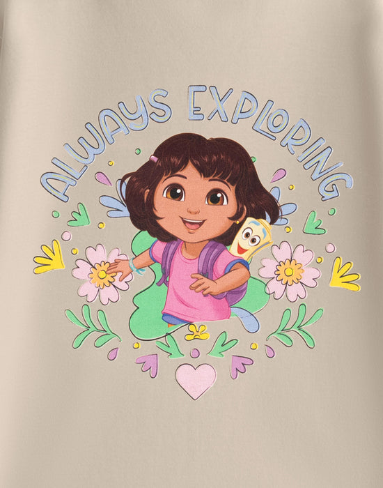 Dora The Explorer Always Exploring Girls Beige Short Sleeved T-Shirt