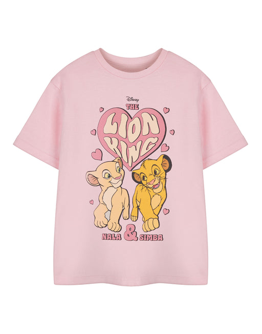 Disney Heart Lion King Girls Pink Short Sleeved T-Shirt