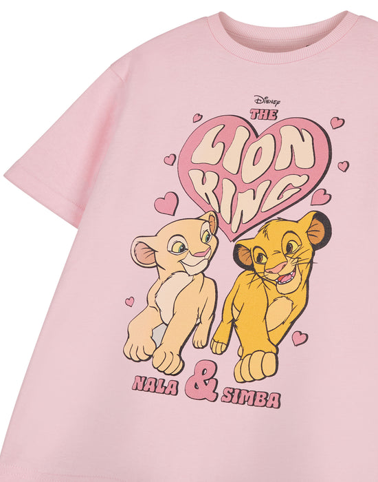 Disney Heart Lion King Girls Pink Short Sleeved T-Shirt