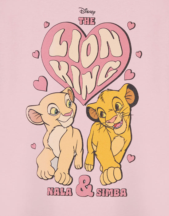 Disney Heart Lion King Girls Pink Short Sleeved T-Shirt