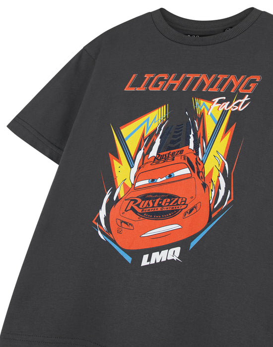 Disney Lightening Fast Cars Boys Black Short Sleeved T-Shirt