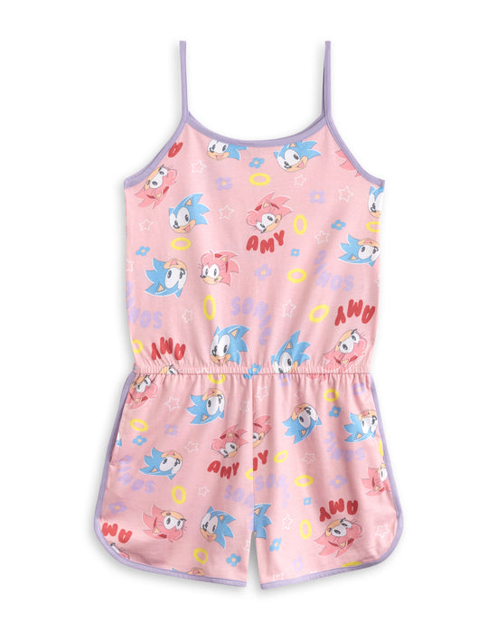 Sonic the Hedgehog Character Pastel Girls Pink Sleeveless Playsuit