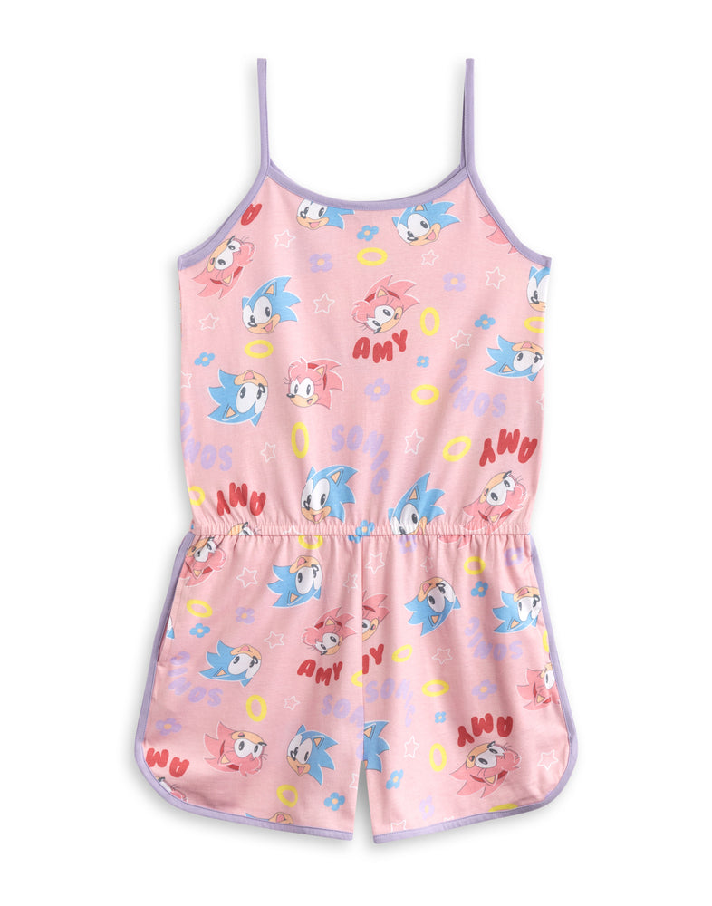 Sonic the Hedgehog Character Pastel Girls Pink Sleeveless Playsuit