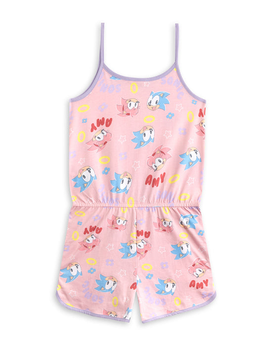 Sonic the Hedgehog Character Pastel Girls Pink Sleeveless Playsuit