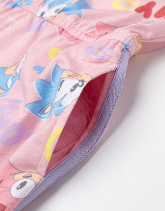 Sonic the Hedgehog Character Pastel Girls Pink Sleeveless Playsuit