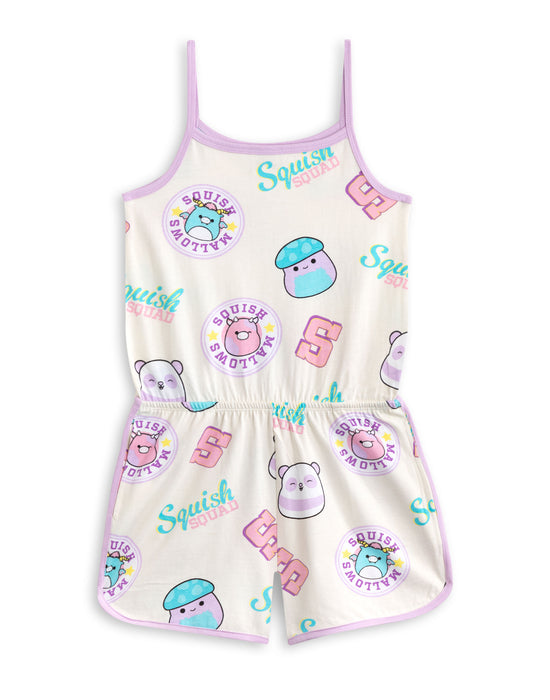 Squishmallows Character AOP Girls Multicoloured Sleeveless Playsuit