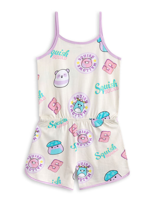 Squishmallows Character AOP Girls Multicoloured Sleeveless Playsuit