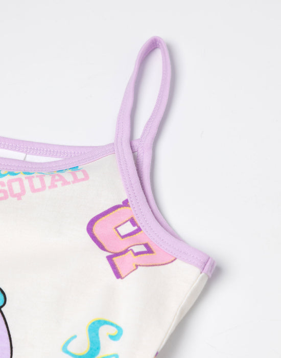 Squishmallows Character AOP Girls Multicoloured Sleeveless Playsuit