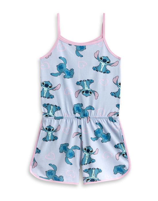 Disney Lilo & Stitch Character AOP Girls Blue Sleeveless Playsuit