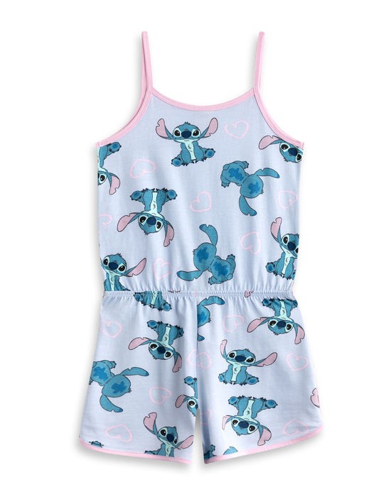 Disney Lilo & Stitch Character AOP Girls Blue Sleeveless Playsuit