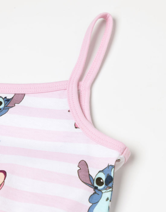 Disney Lilo & Stitch Multi Character AOP Girls Pink Sleeveless Playsuit