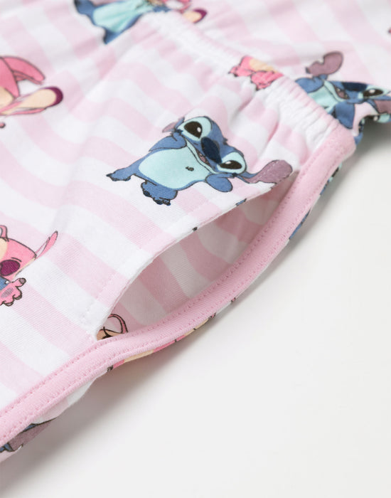 Disney Lilo & Stitch Multi Character AOP Girls Pink Sleeveless Playsuit
