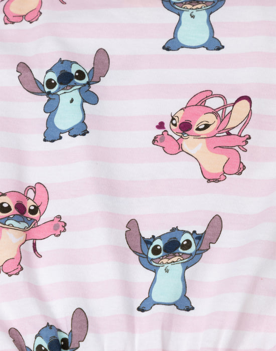 Disney Lilo & Stitch Multi Character AOP Girls Pink Sleeveless Playsuit