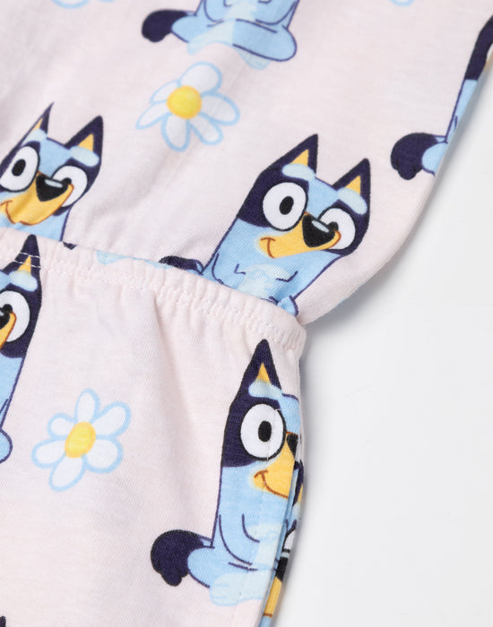 Bluey Character AOP Girls Pink Sleeveless Playsuit