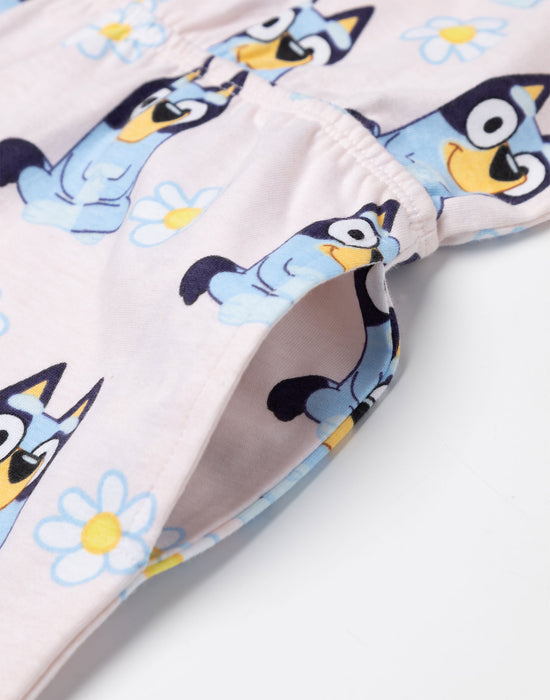 Bluey Character AOP Girls Pink Sleeveless Playsuit