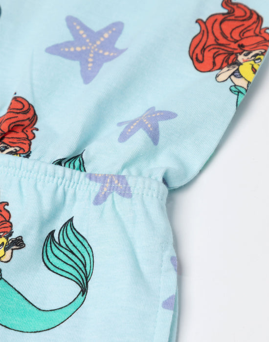 Disney The Little Mermaid Character AOP Girls Blue Sleeveless Playsuit