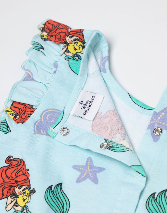 Disney The Little Mermaid Character AOP Girls Blue Sleeveless Playsuit