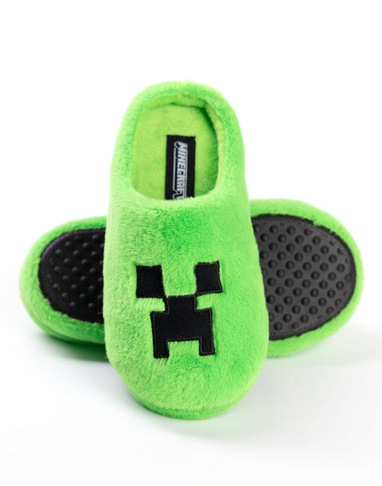 Pantuflas Minecraft Creeper Para Niños - Forro Polar Suave, Diseño Del Videojuego, Ideal Para Estar En Casa