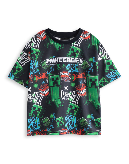 Minecraft Creeper AOP Boys Multicoloured Multi-Pack of 2 Short Sleeve Short Leg Pyjama Set