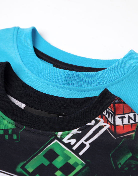 Minecraft Creeper AOP Boys Multicoloured Multi-Pack of 2 Short Sleeve Short Leg Pyjama Set
