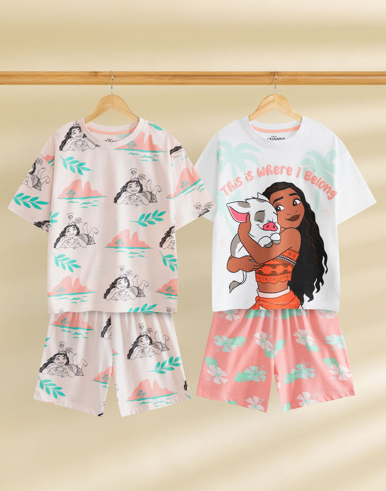 Disney Moana Girls Multi-Pack of 2 Short Sleeve Short Leg Pyjama Set