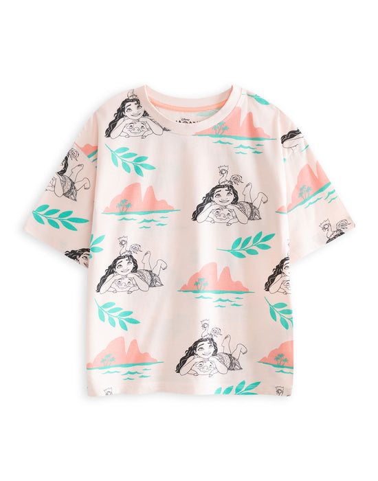 Disney Moana Multi Character Girls Multicoloured Multi-Pack of 2 Short Sleeve Short Leg Pyjama Set