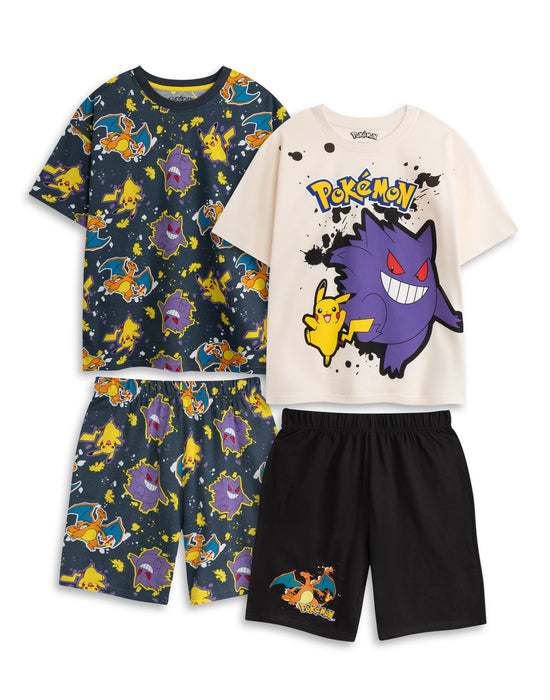 Pokemon Multi Character Boys Multicoloured Multi-Pack of 2 Short Sleeve Short Leg Pyjama Set