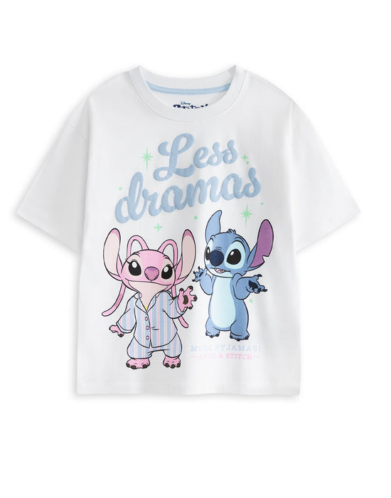 Disney Lilo & Stitch Less Dramas Girls Multicoloured Multi-Pack of 2 Short Sleeve Short Leg Pyjama Set