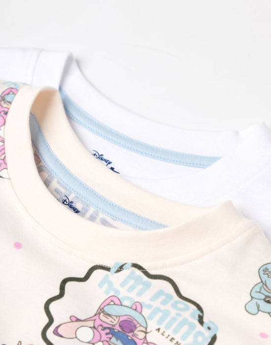 Disney Lilo & Stitch Less Dramas Girls Multicoloured Multi-Pack of 2 Short Sleeve Short Leg Pyjama Set