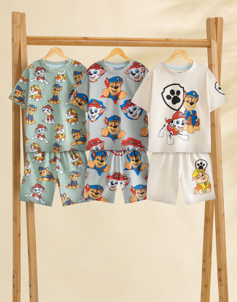 Paw Patrol Boy Pups Boys Multicoloured Multi-Pack of 3 Short Sleeve Short Leg Pyjama Set