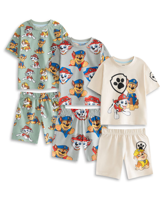 Paw Patrol Boy Pups Boys Multicoloured Multi-Pack of 3 Short Sleeve Short Leg Pyjama Set