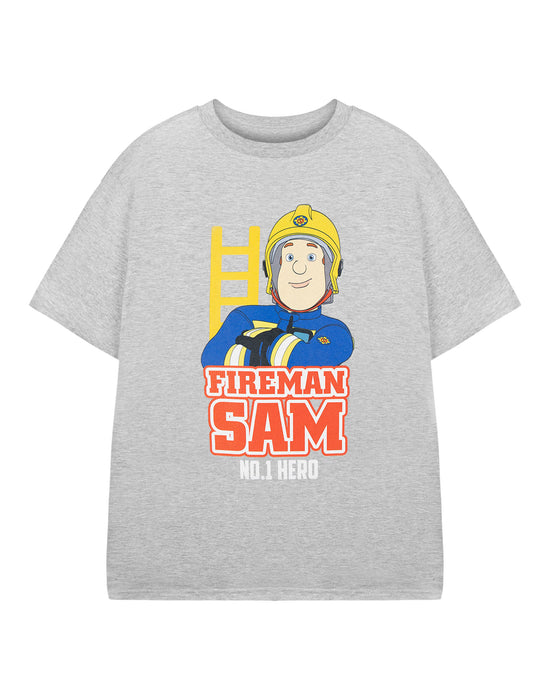 Fireman Sam NO.1 Hero Boys Grey Short Sleeved T-Shirt