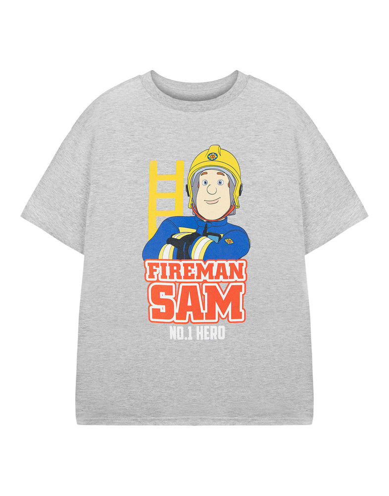 Fireman Sam NO.1 Hero Boys Grey Short Sleeved T-Shirt