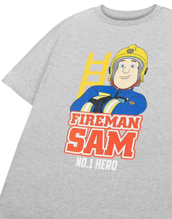 Fireman Sam NO.1 Hero Boys Grey Short Sleeved T-Shirt