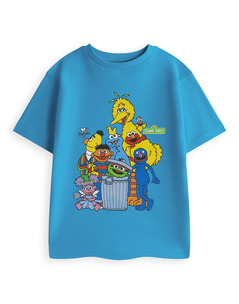 Sesame Street Group Unisex Kids Blue Short Sleeved T-Shirt