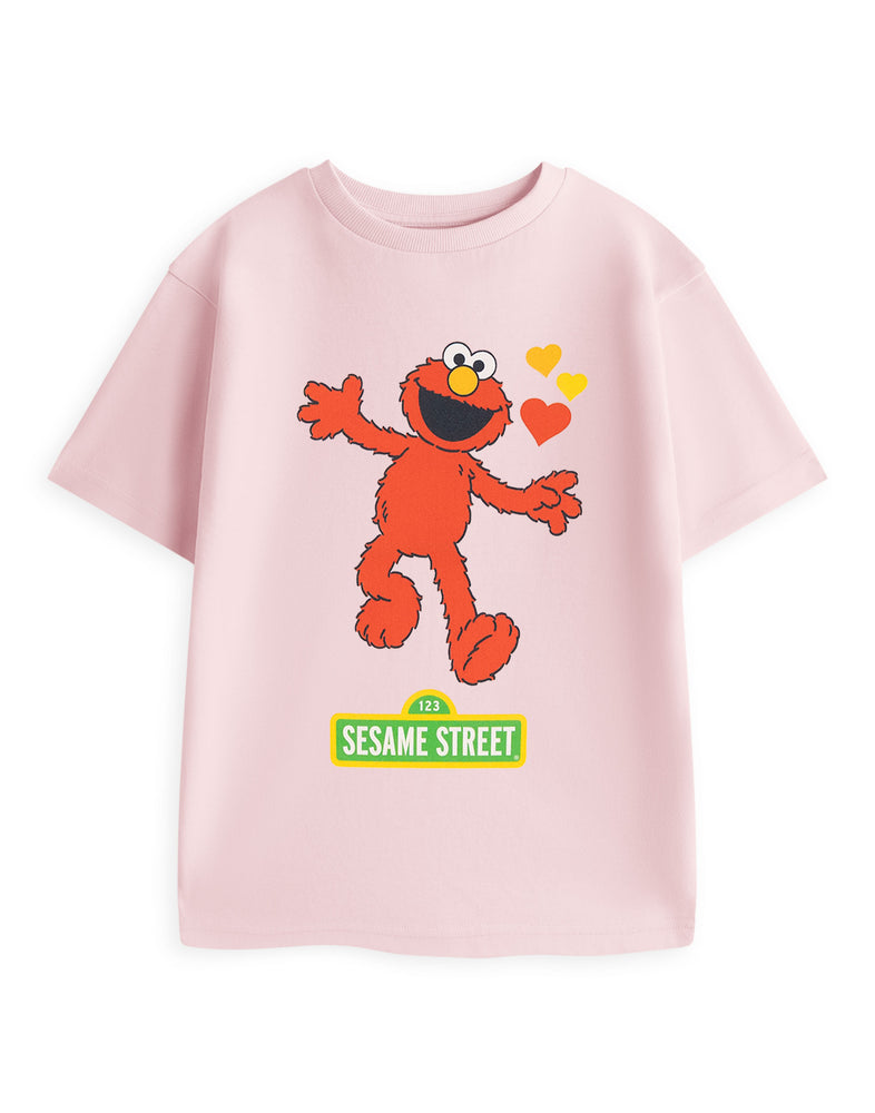 Sesame Street Elmo Hearts Girls Pink Short Sleeved T-Shirt