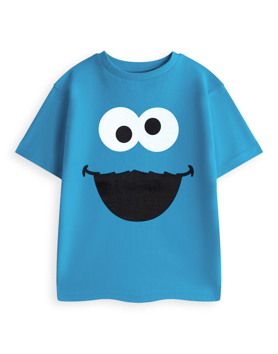 Sesame Street Cookie Monster Unisex Kids Blue Short Sleeved T-Shirt